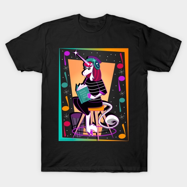 Jazz the Beatnik Unicorn T-Shirt by Fad-Artwork